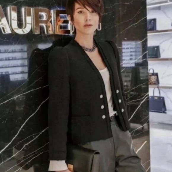 ZARA Tweed Poplin Blazer Jacket Rare Blogger's Fav - Picture 2 of 13